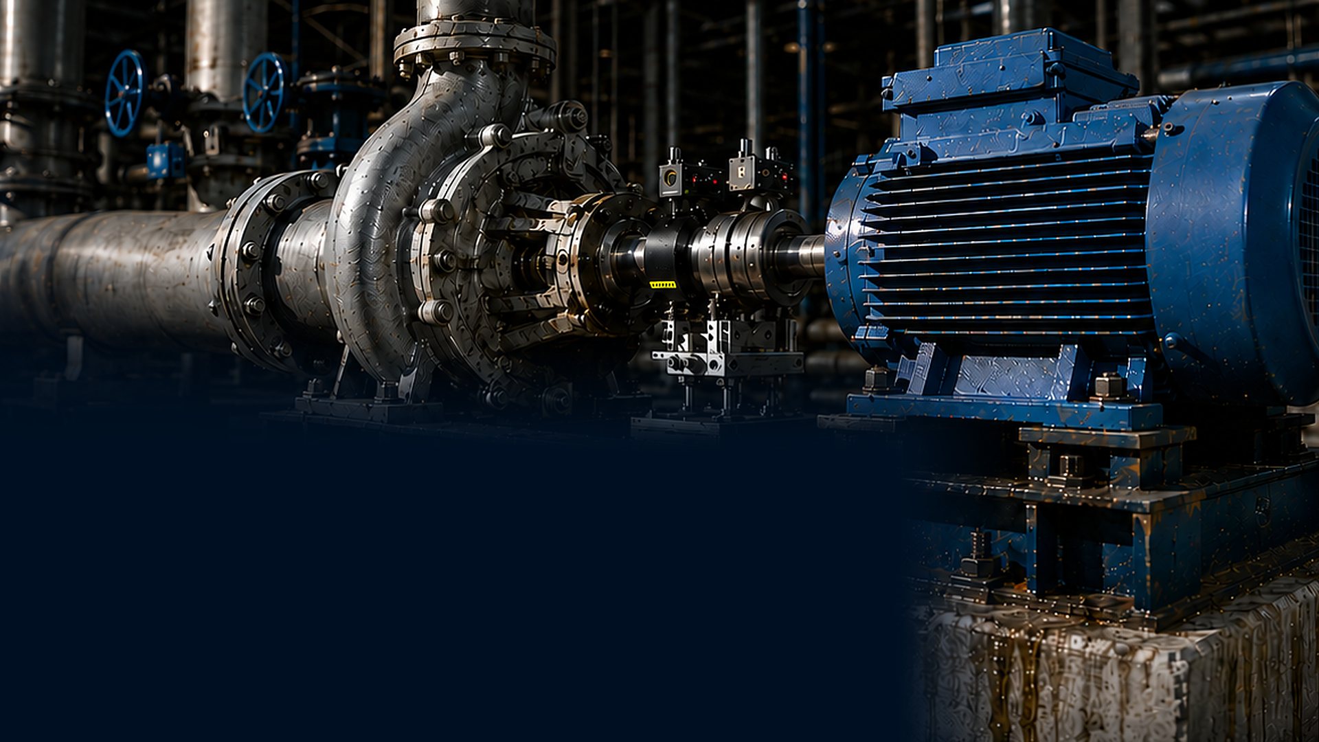 Coupled pump and motor on a baseplate - illustrative, from the LinkedIn post card